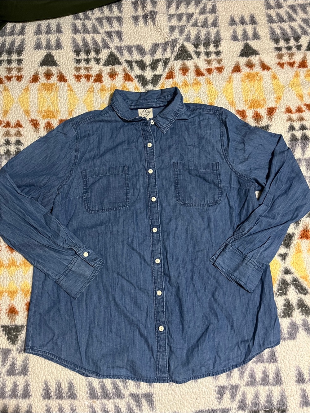 Casual Blue Denim Button-Down Shirt - Unbranded